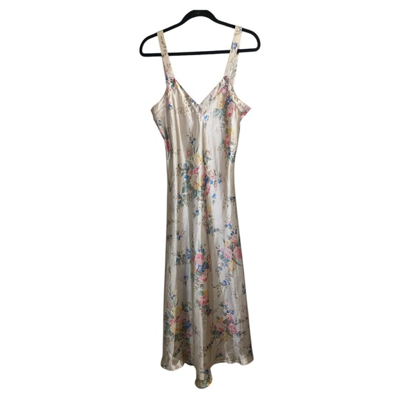 Vintage Victoria's Secret 90s 2000s satin slip floral maxi dress